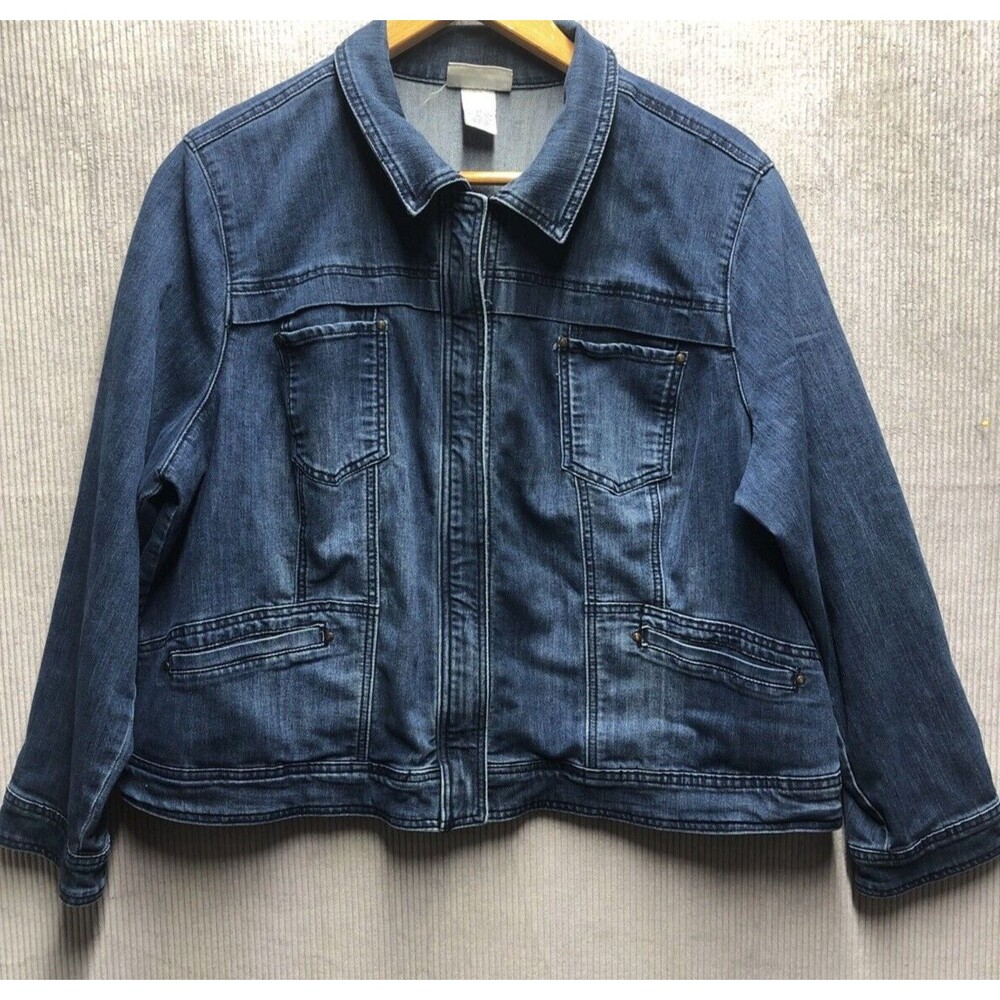 OSO Casuals Women’s Denim Jacket Size 2X Full Hidden Zip Up